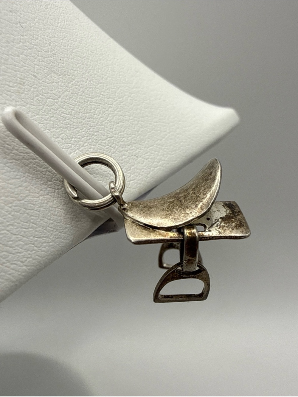 VTG Sterling Silver Western Horse Saddle Bracelet Charm Pendant Cowboy Rodeo